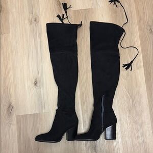Marc Fisher Black Over the Knee Boots with Sleek Silhouette